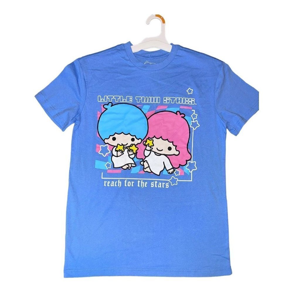 NWT Sanrio LITTLE TWIN STARS Womens Blue Crewneck Short Sleeve Tee